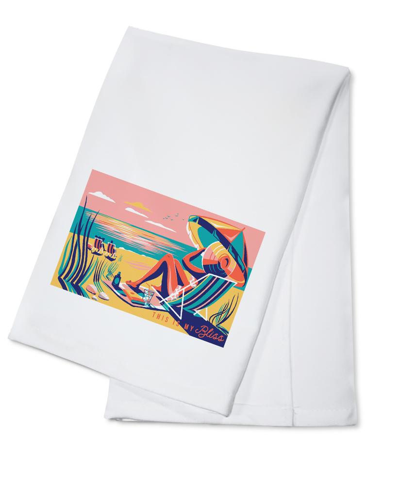 Beach Bliss Collection, Woman at the Beach, This Is My Bliss, Towels and Aprons Kitchen Lantern Press Cotton Towel 