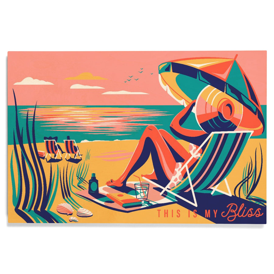 Beach Bliss Collection, Woman at the Beach, This Is My Bliss, Wood Signs and Postcards Wood Lantern Press 