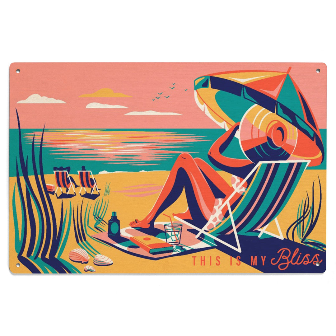 Beach Bliss Collection, Woman at the Beach, This Is My Bliss, Wood Signs and Postcards Wood Lantern Press 