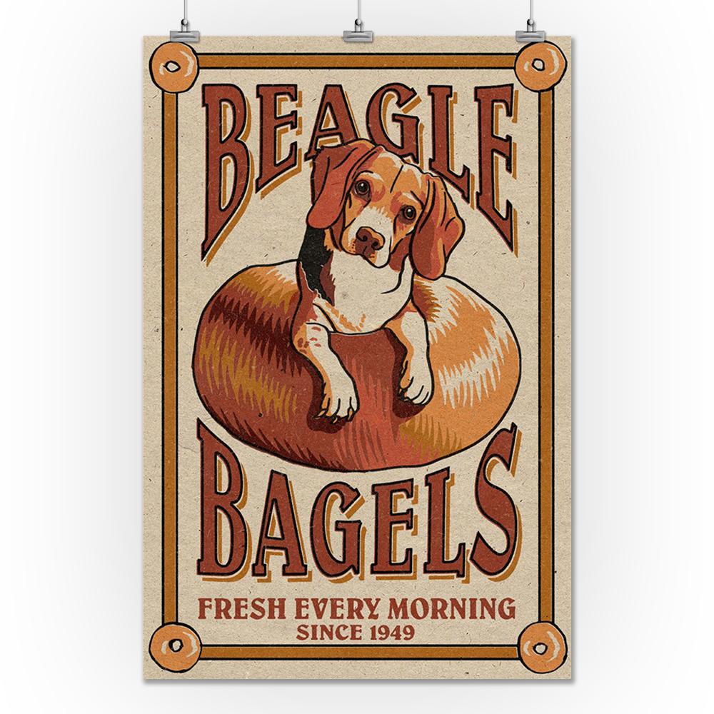 Beagle Bagels, Retro Ad, Lantern Press Artwork, Art Prints and Metal Signs Art Lantern Press 24 x 36 Giclee Print 