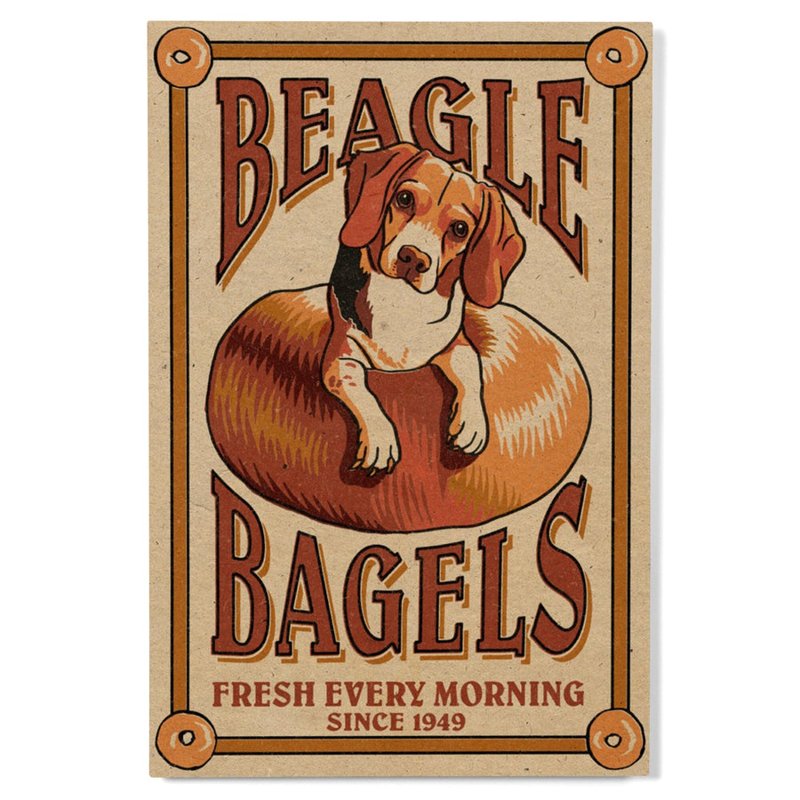 Beagle Bagels, Retro Ad, Lantern Press Artwork, Wood Signs and Postcards Wood Lantern Press 