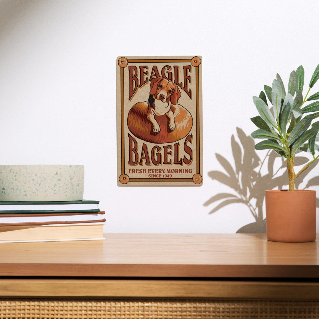 Beagle Bagels, Retro Ad, Lantern Press Artwork, Wood Signs and Postcards Wood Lantern Press 