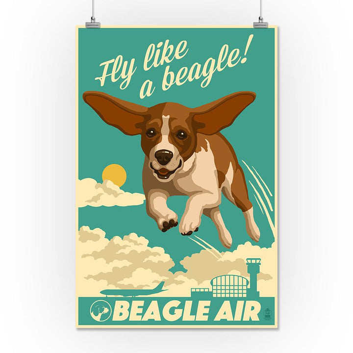 Beagle, Retro Aviation Ad, Lantern Press Artwork, Art Prints and Metal Signs Art Lantern Press 16 x 24 Giclee Print 