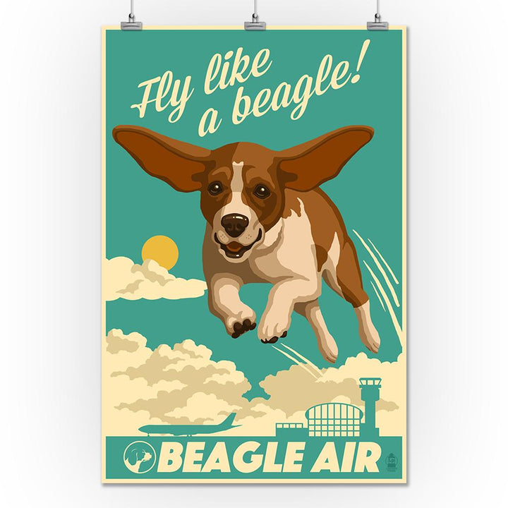 Beagle, Retro Aviation Ad, Lantern Press Artwork, Art Prints and Metal Signs Art Lantern Press 24 x 36 Giclee Print 