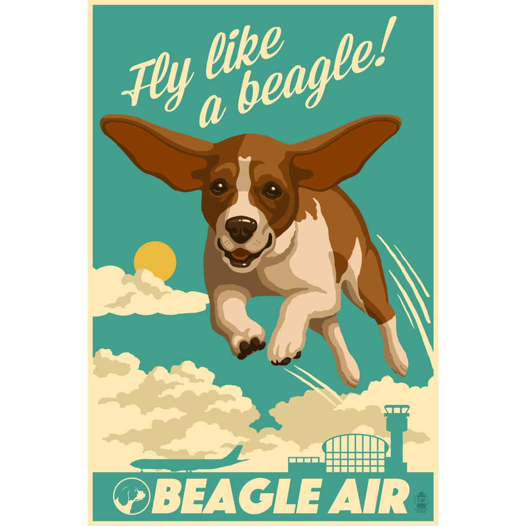 Beagle, Retro Aviation Ad, Lantern Press Artwork, Stretched Canvas Canvas Lantern Press 