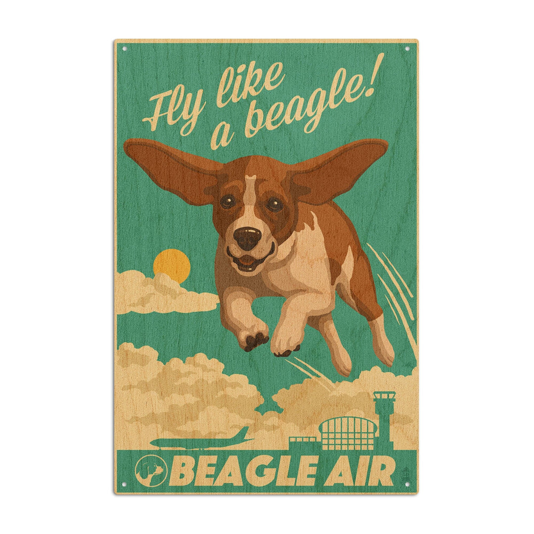 Beagle, Retro Aviation Ad, Lantern Press Artwork, Wood Signs and Postcards Wood Lantern Press 10 x 15 Wood Sign 