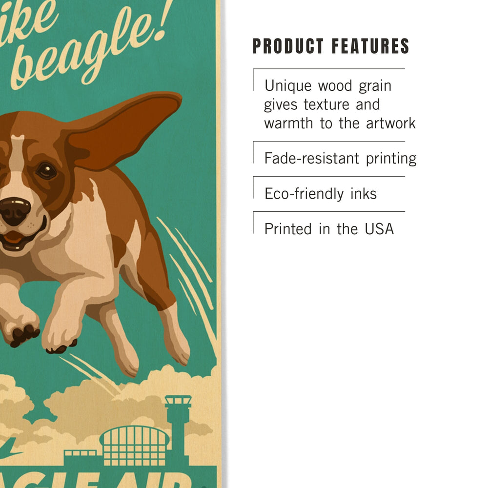 Beagle, Retro Aviation Ad, Lantern Press Artwork, Wood Signs and Postcards Wood Lantern Press 