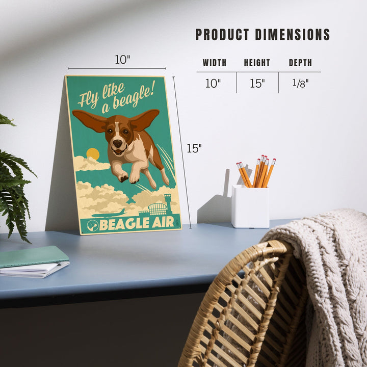 Beagle, Retro Aviation Ad, Lantern Press Artwork, Wood Signs and Postcards Wood Lantern Press 