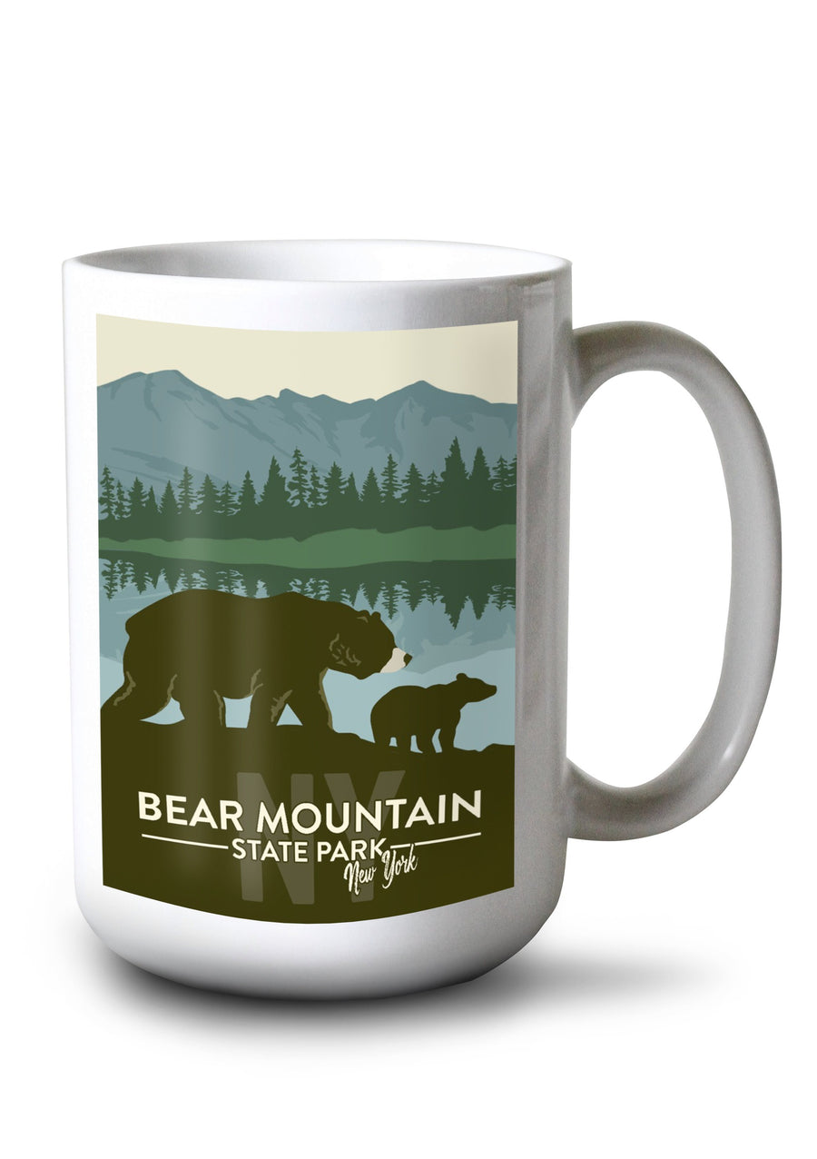 Bear Mountain State Park, New York, Grizzly Bear & Cub, Lantern Press Artwork, Ceramic Mug Mugs Lantern Press 