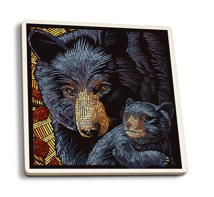 Bear, Paper Mosaic, Lantern Press Poster, Coaster Set Coasters Lantern Press 