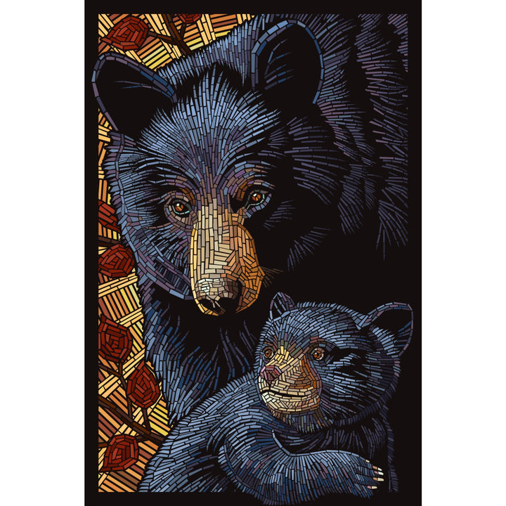 Bear, Paper Mosaic, Lantern Press Poster, Stretched Canvas Canvas Lantern Press 