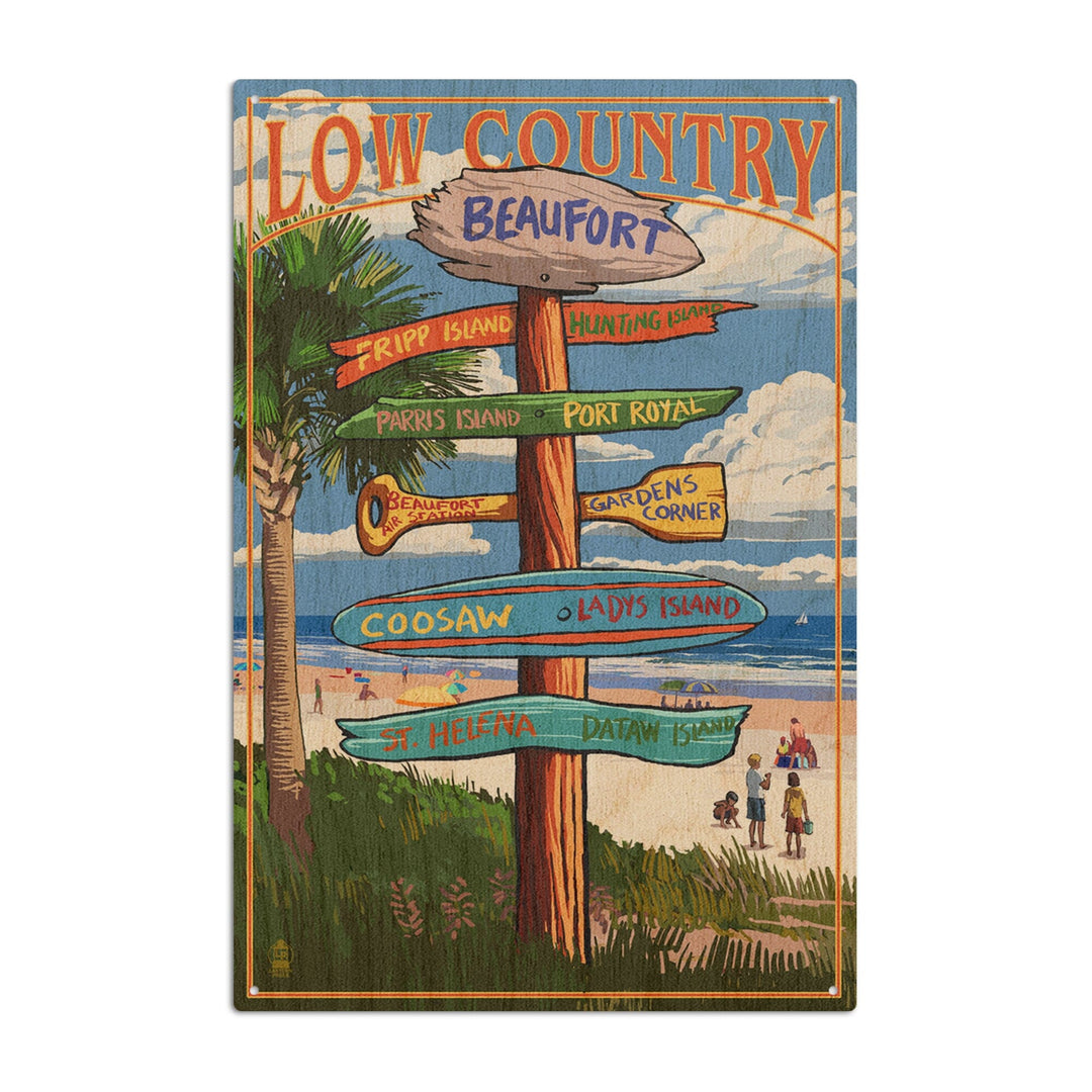 Beaufort, South Carolina, Destinations Sign, Lantern Press Artwork, Wood Signs and Postcards Wood Lantern Press 10 x 15 Wood Sign 