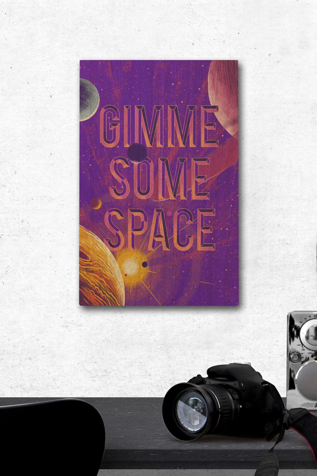 Because, Science Collection, Planets, Solar System, Gimme Some Space, Wood Signs and Postcards Wood Lantern Press 12 x 18 Wood Gallery Print 
