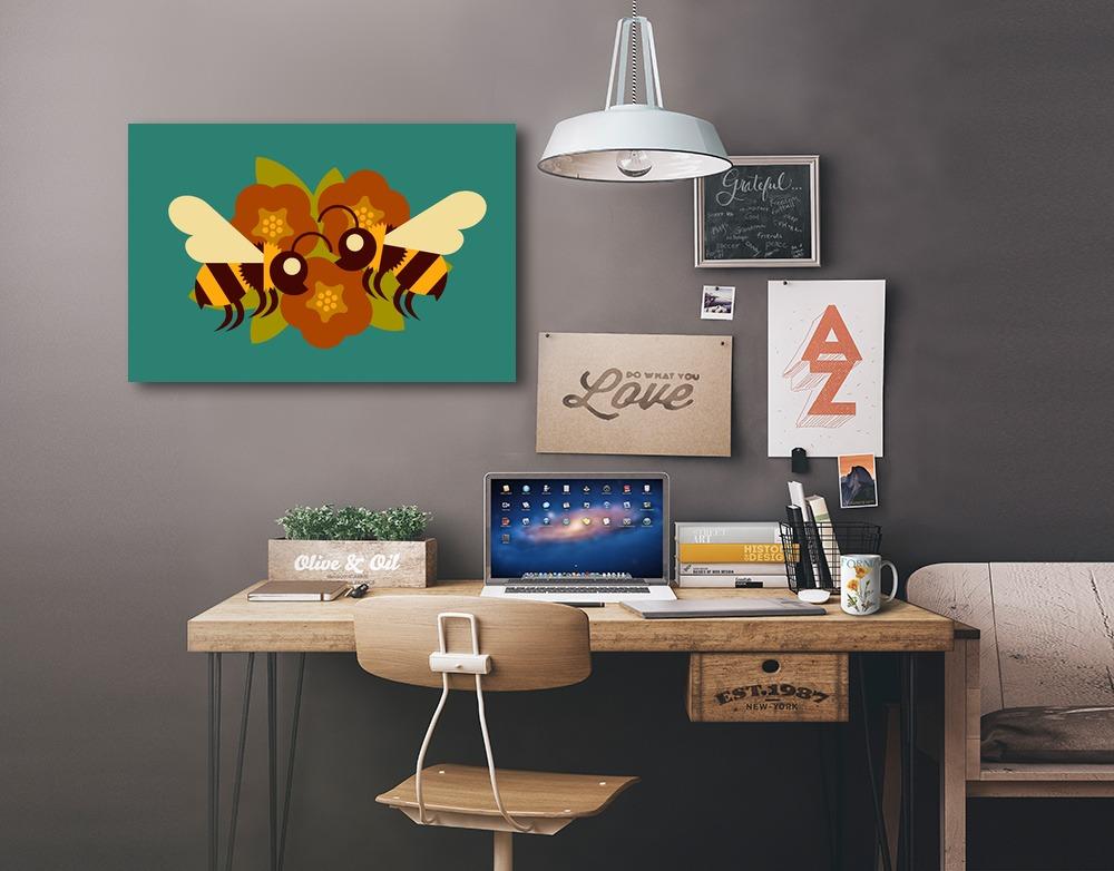 Bee Geometric, Lantern Press Artwork, Stretched Canvas Canvas Lantern Press 