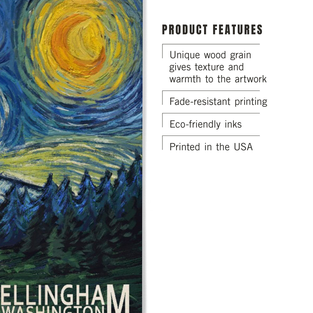Bellingham, Washington, Bigfoot, Starry Night, Lantern Press Artwork, Wood Signs and Postcards Wood Lantern Press 