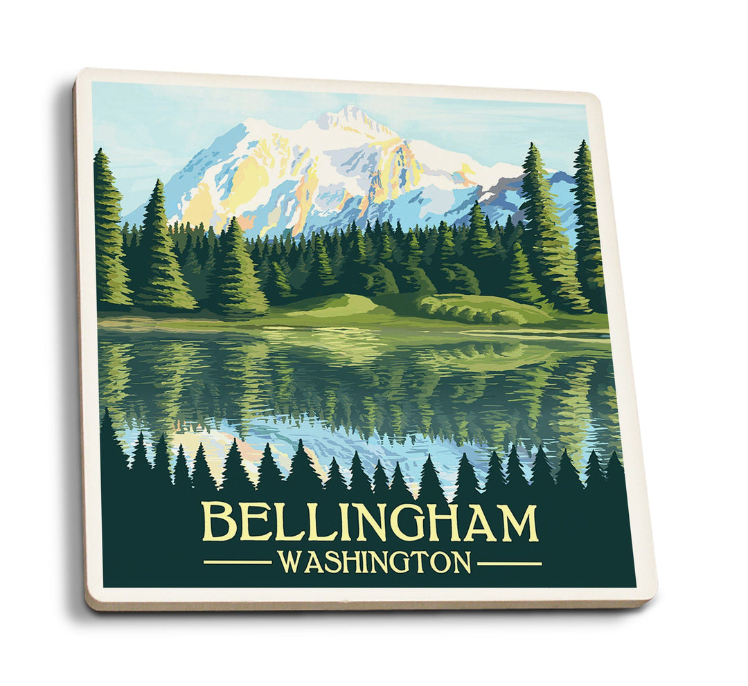 Bellingham, Washington, Mount Shuksan, Lantern Press Artwork, Coaster Set Coasters Lantern Press 