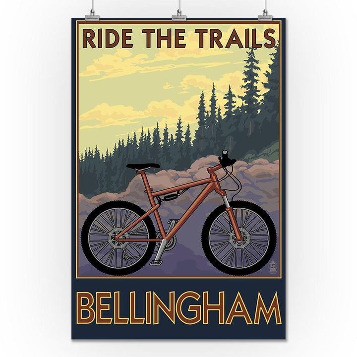 Bellingham, Washington, Ride the Trails, Lantern Press Artwork, Art Prints and Metal Signs Art Lantern Press 24 x 36 Giclee Print 