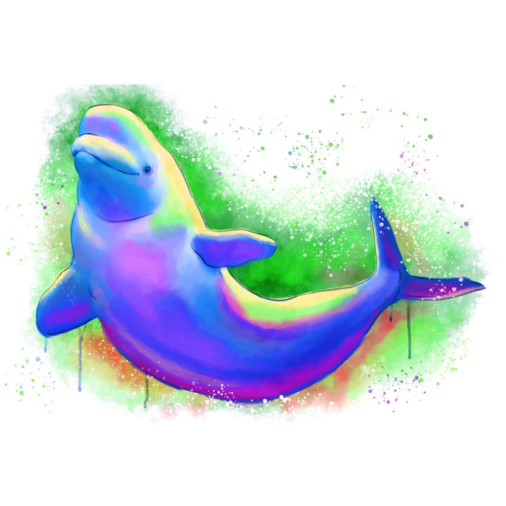 Beluga Whale, Vivid Colors, Lantern Press Artwork, Stretched Canvas Canvas Lantern Press 