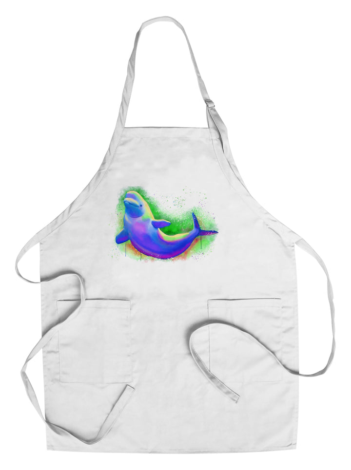 Beluga Whale, Vivid Colors, Lantern Press Artwork, Towels and Aprons Kitchen Lantern Press Chef's Apron 