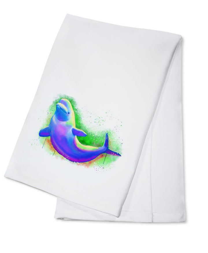 Beluga Whale, Vivid Colors, Lantern Press Artwork, Towels and Aprons Kitchen Lantern Press Cotton Towel 