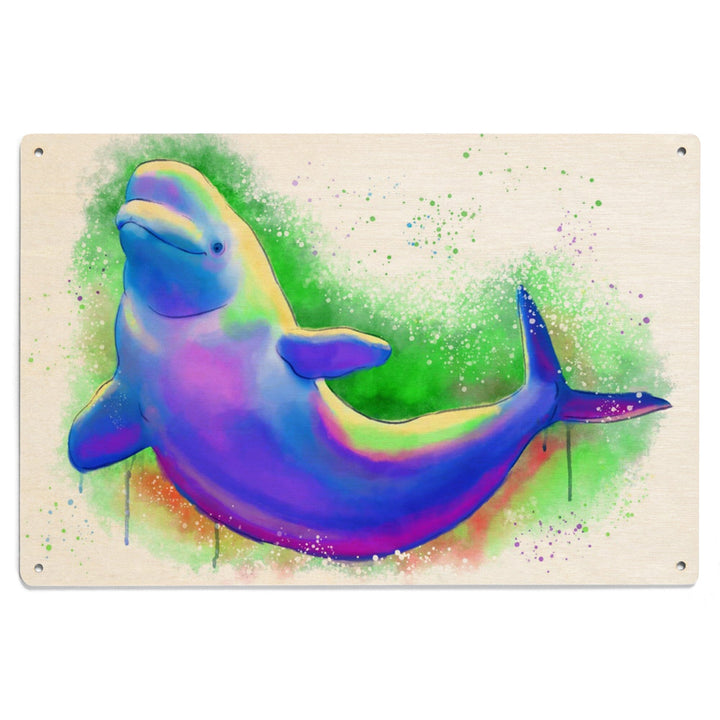 Beluga Whale, Vivid Colors, Lantern Press Artwork, Wood Signs and Postcards Wood Lantern Press 