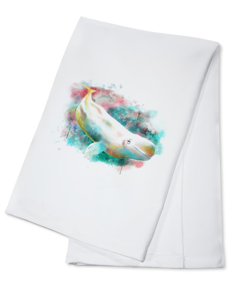 Beluga Whale, Watercolor, Lantern Press Artwork, Towels and Aprons Kitchen Lantern Press 