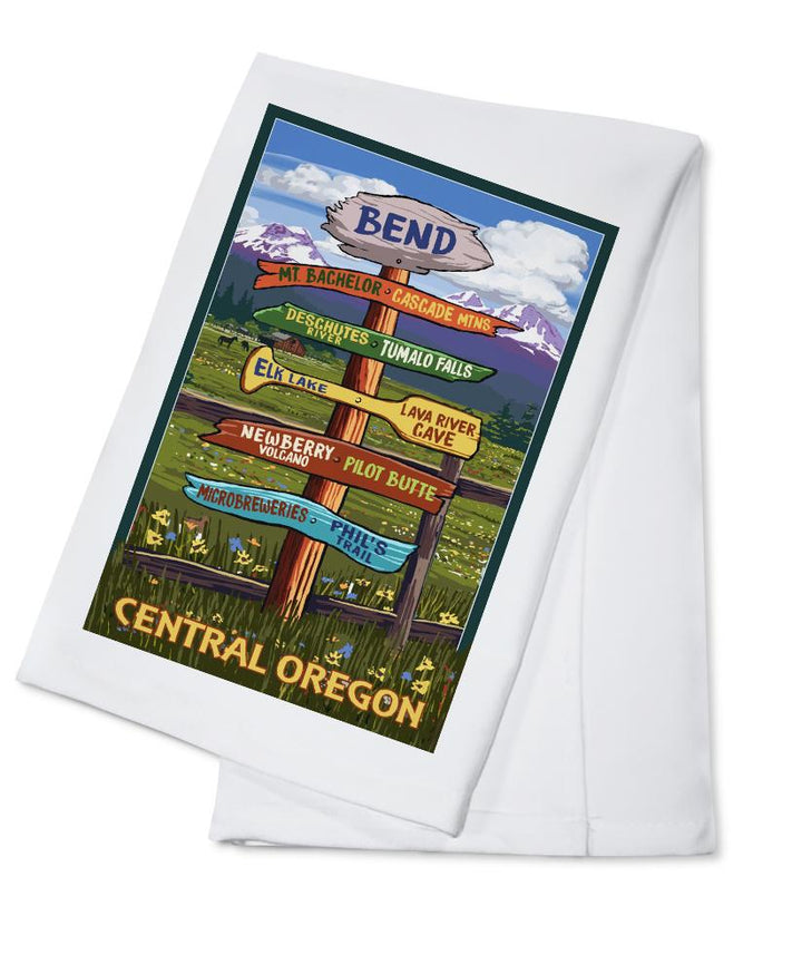 Bend, Central Oregon, Destination Signpost, Lantern Press Artwork, Towels and Aprons Kitchen Lantern Press 