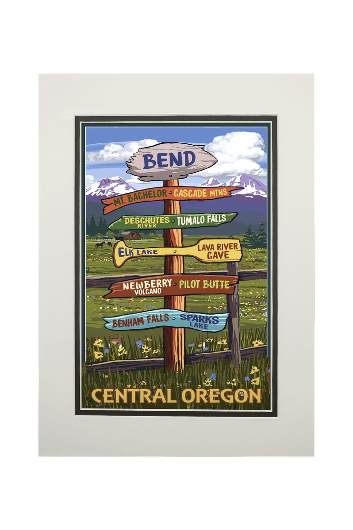 Bend, Oregon, Destination Signpost, Lantern Press Artwork, Art Prints and Metal Signs Art Lantern Press 