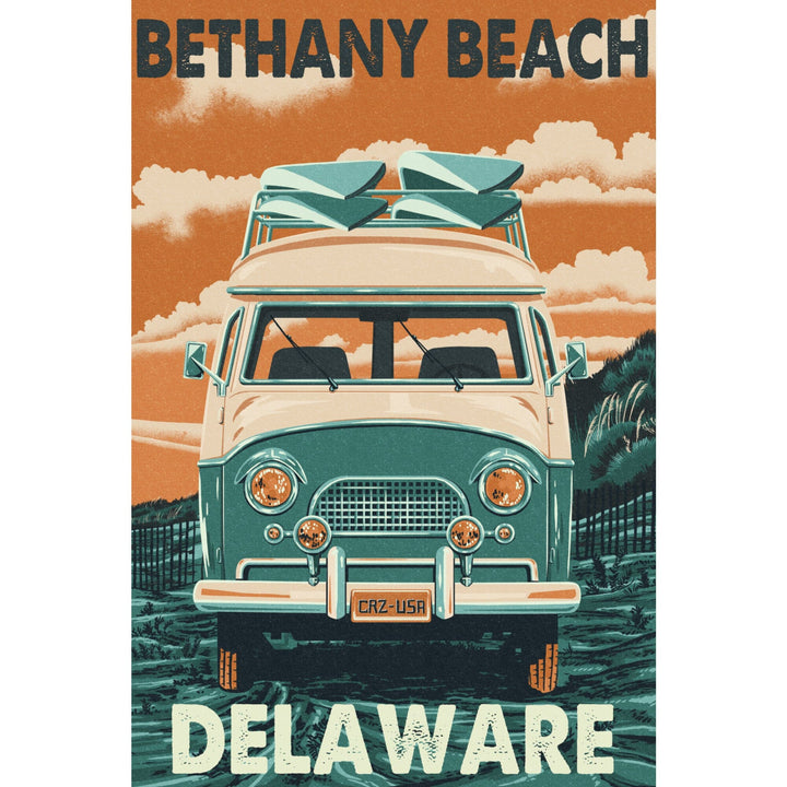 Bethany Beach, Delaware, Letterpress, Camper Van, Lantern Press Artwork Kitchen Lantern Press 