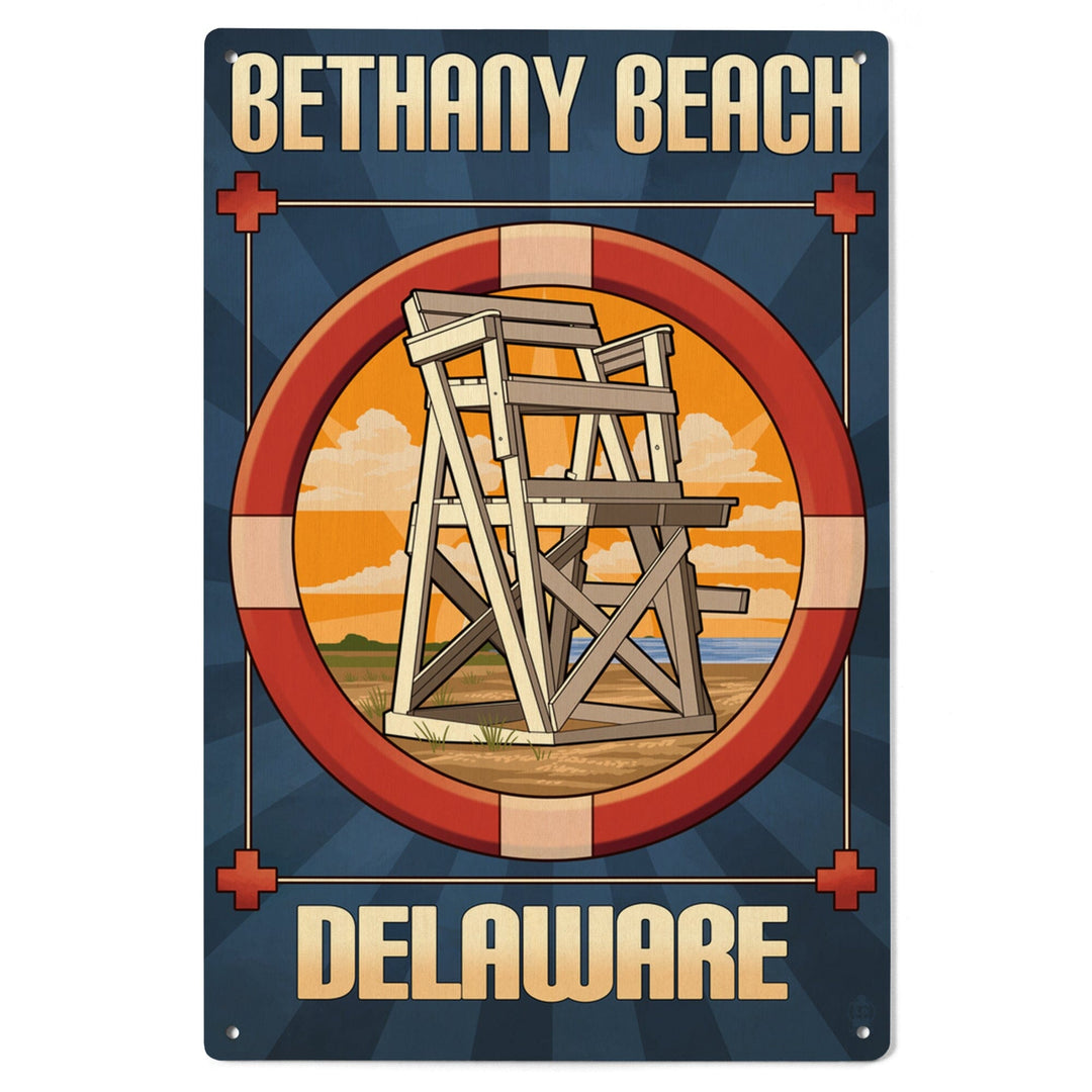 Bethany Beach, Delaware, Lifeguard Chair, Lantern Press Artwork, Wood Signs and Postcards Wood Lantern Press 