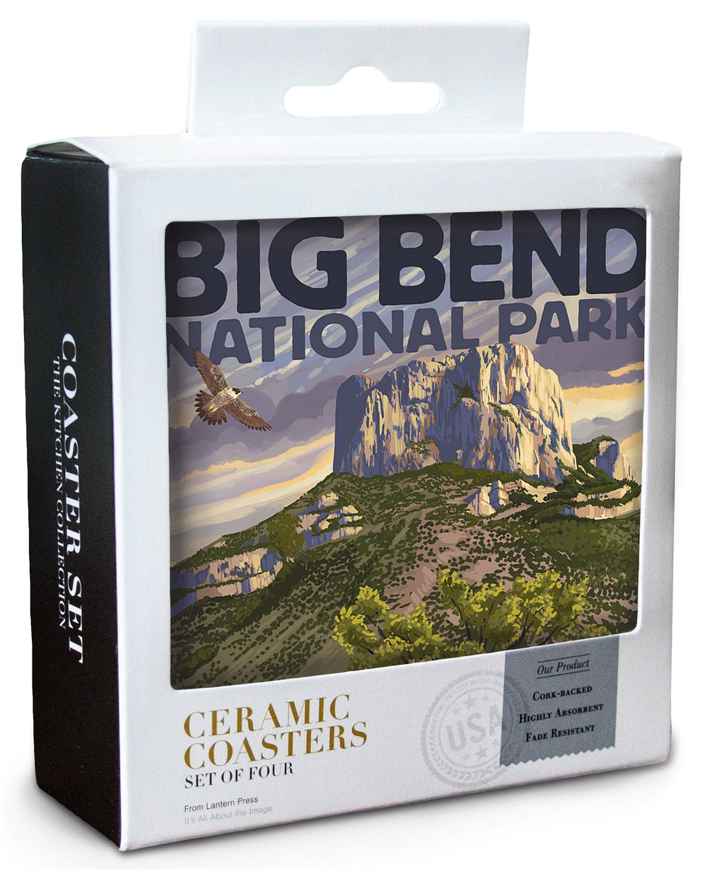 Big Bend National Park, Texas, Casa Grande, Lantern Press Artwork, Coaster Set Coasters Lantern Press 