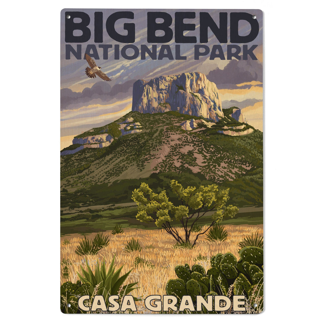 Big Bend National Park, Texas, Casa Grande, Lantern Press Artwork, Wood Signs and Postcards Wood Lantern Press 