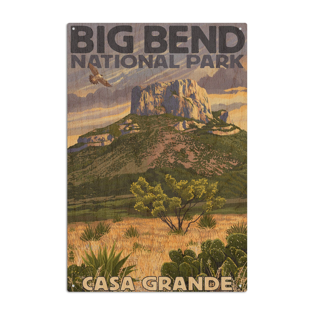 Big Bend National Park, Texas, Casa Grande, Lantern Press Artwork, Wood Signs and Postcards Wood Lantern Press 6x9 Wood Sign 