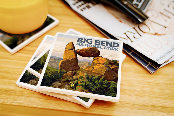 Big Bend National Park, Texas, Rock Formation, Lantern Press Artwork, Coaster Set Coasters Lantern Press 