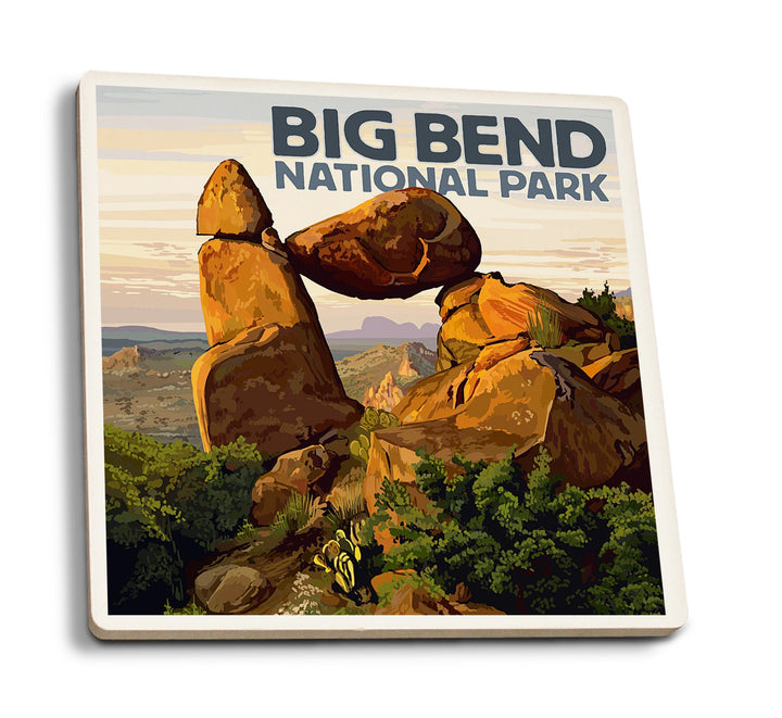 Big Bend National Park, Texas, Rock Formation, Lantern Press Artwork, Coaster Set Coasters Lantern Press 