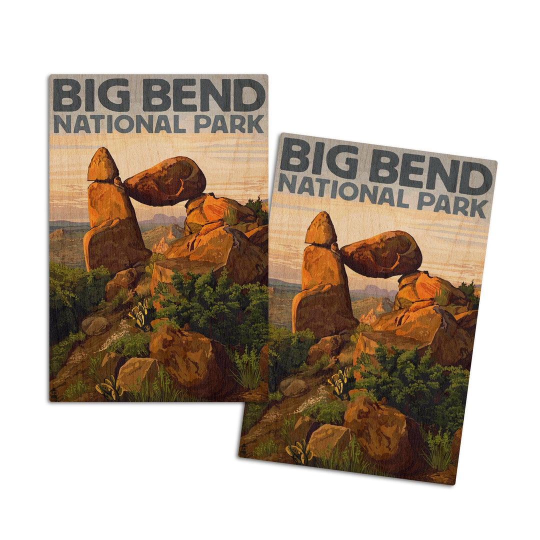 Big Bend National Park, Texas, Rock Formation, Lantern Press Artwork, Wood Signs and Postcards Wood Lantern Press 4x6 Wood Postcard Set 
