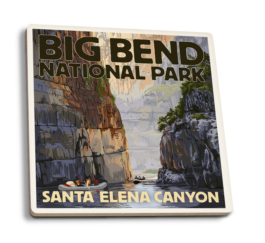 Big Bend National Park, Texas, Santa Elena Canyon, Painterly Series, Lantern Press Artwork, Coaster Set Coasters Lantern Press 