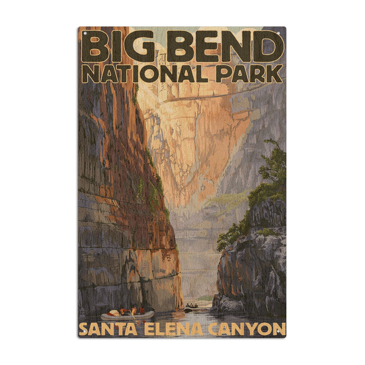 Big Bend National Park, Texas, Santa Elena Canyon, Painterly Series, Lantern Press Artwork, Wood Signs and Postcards Wood Lantern Press 10 x 15 Wood Sign 