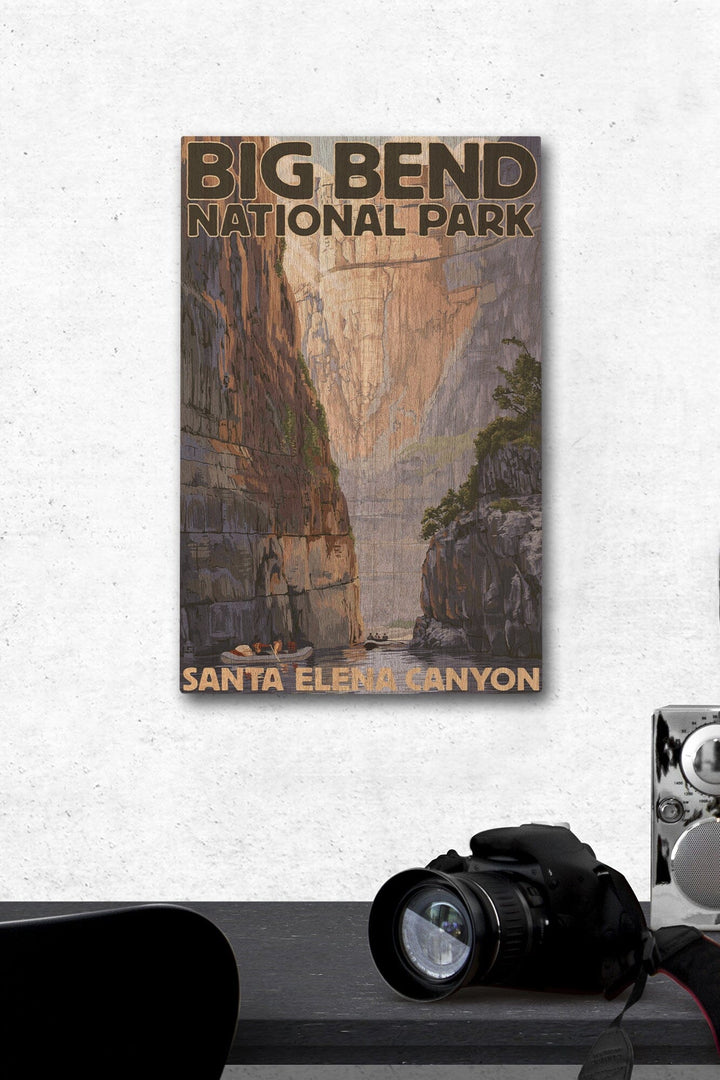 Big Bend National Park, Texas, Santa Elena Canyon, Painterly Series, Lantern Press Artwork, Wood Signs and Postcards Wood Lantern Press 12 x 18 Wood Gallery Print 
