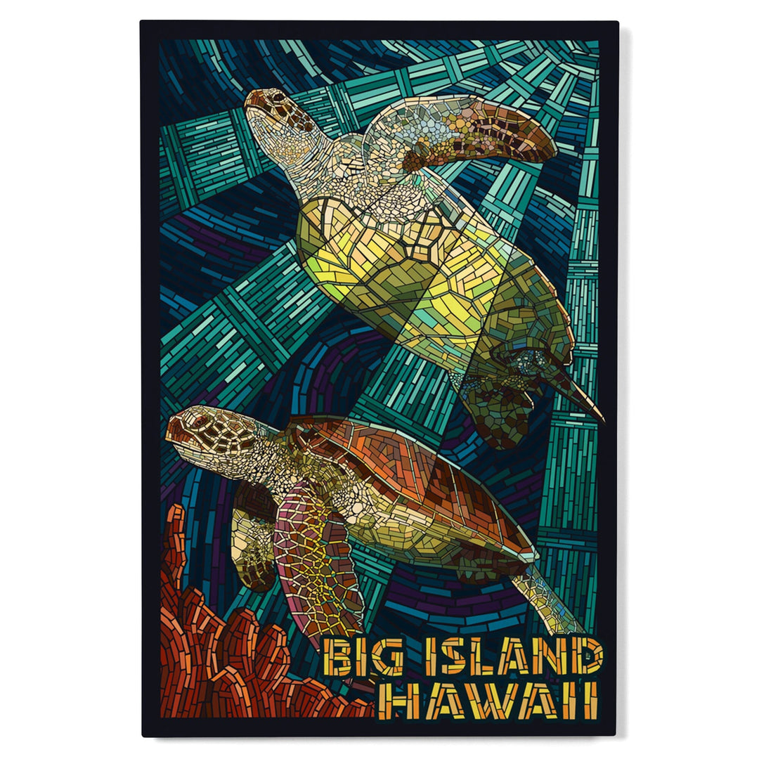 Big Island, Hawaii, Sea Turtle, Mosaic, Lantern Press Artwork, Wood Signs and Postcards Wood Lantern Press 