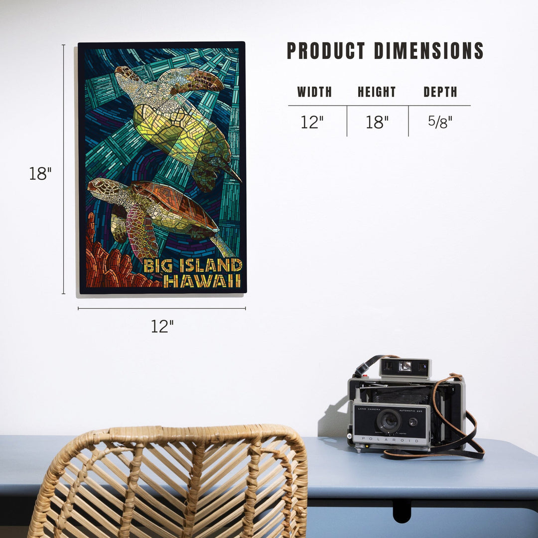 Big Island, Hawaii, Sea Turtle, Mosaic, Lantern Press Artwork, Wood Signs and Postcards Wood Lantern Press 