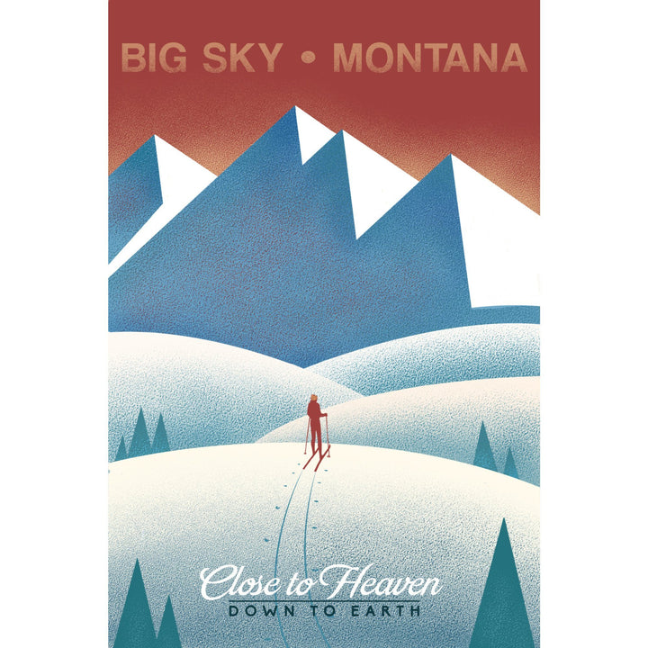 Big Sky, Montana, Skier In the Mountains, Litho, Lantern Press Artwork, Art Prints and Metal Signs Art Lantern Press 