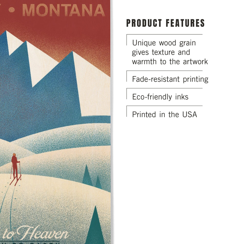 Big Sky, Montana, Skier In the Mountains, Litho, Lantern Press Artwork, Wood Signs and Postcards Wood Lantern Press 