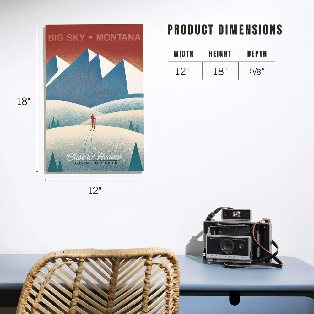 Big Sky, Montana, Skier In the Mountains, Litho, Lantern Press Artwork, Wood Signs and Postcards - Lantern Press