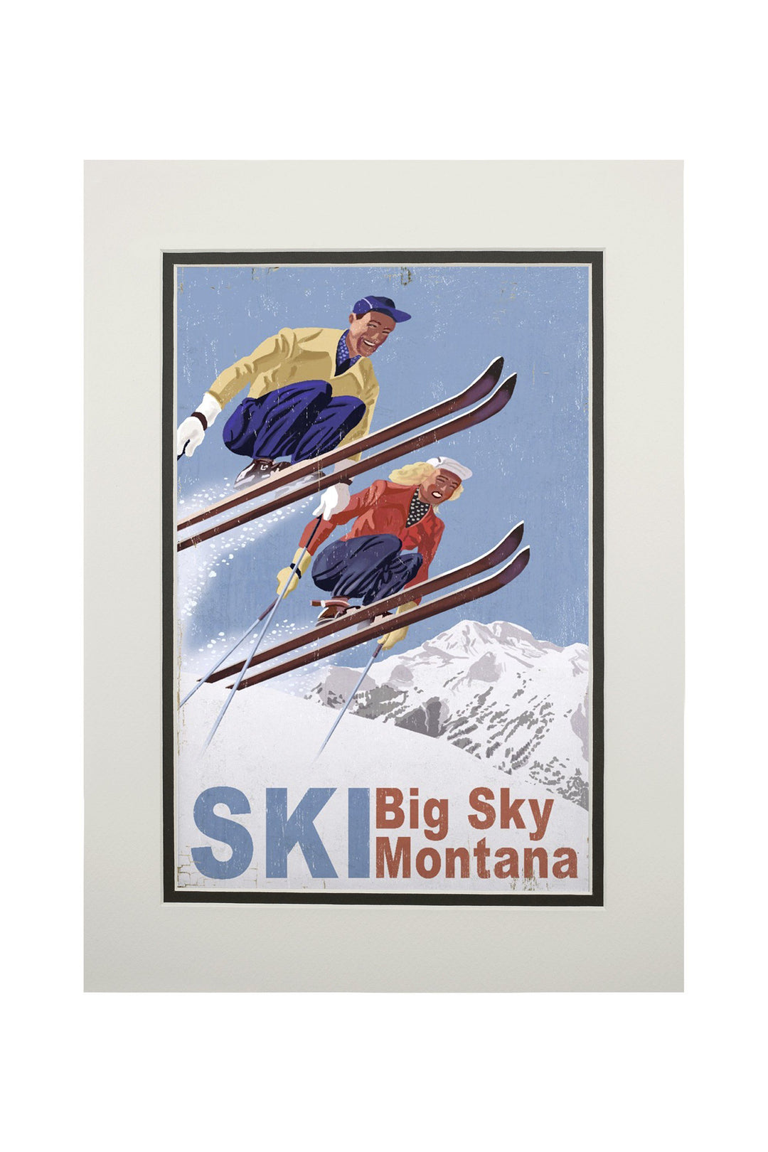 Big Sky Montana, Vintage Skiers, Art Prints and Metal Signs Art Lantern Press 
