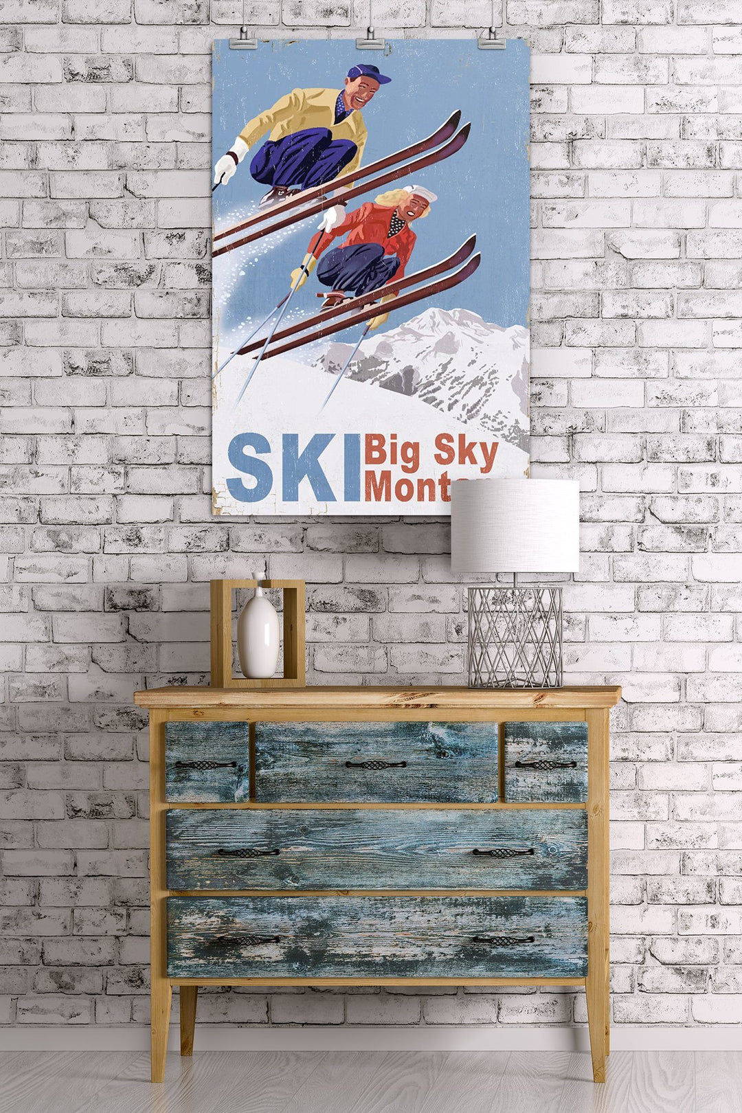 Big Sky Montana, Vintage Skiers, Art Prints and Metal Signs Art Lantern Press 