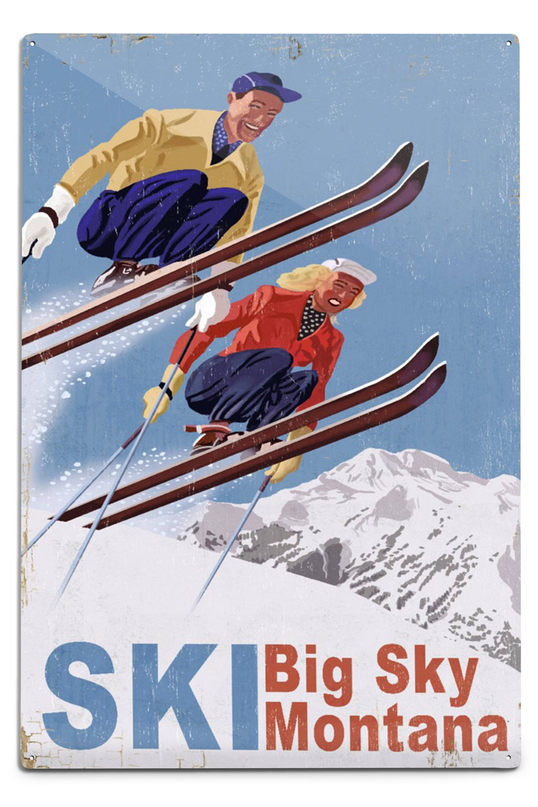 Big Sky Montana, Vintage Skiers art prints, metal signs – Lantern