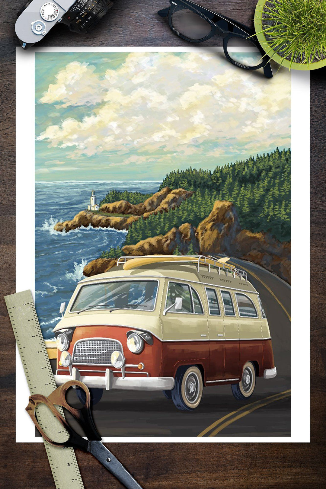 Big Sur, California, Camper Van, Lantern Press Artwork, Art Prints and Metal Signs Art Lantern Press 