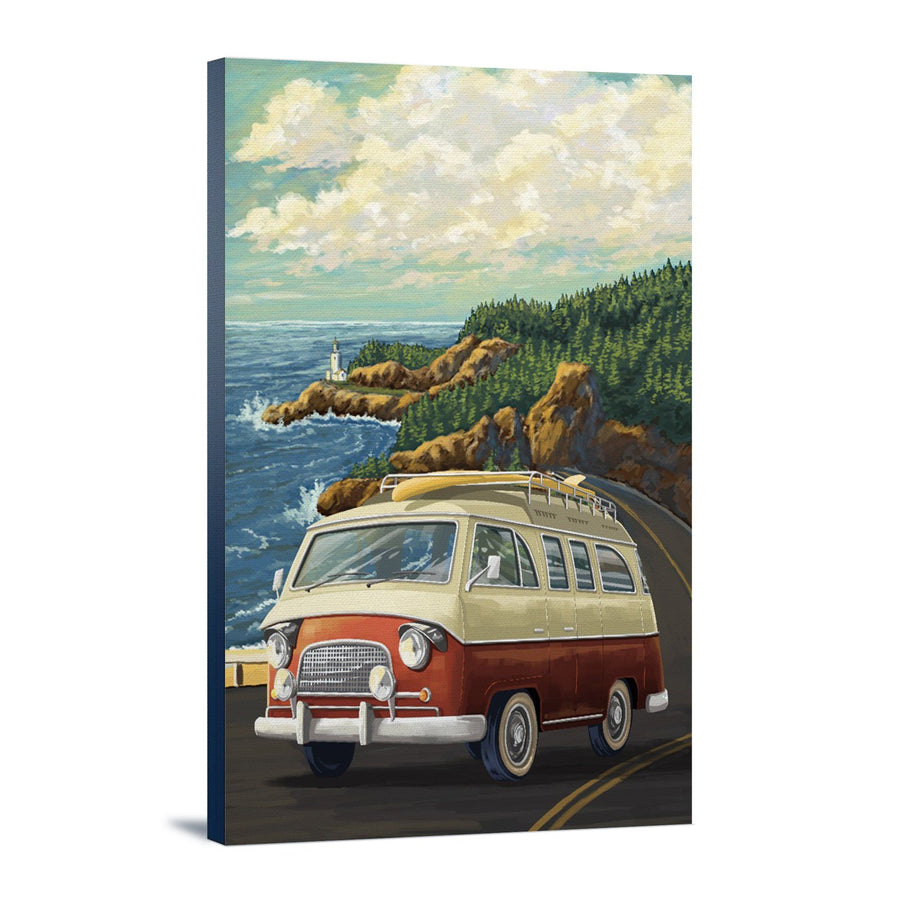 Big Sur, California, Camper Van, Lantern Press Artwork, Stretched Canvas Canvas Lantern Press 