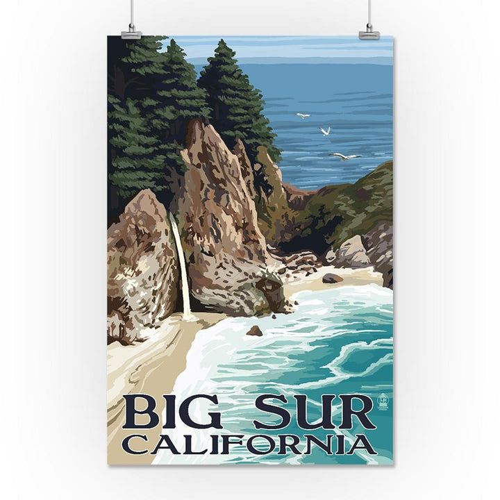 Big Sur, California, McWay Falls, Lantern Press Artwork, Art Prints and Metal Signs Art Lantern Press 16 x 24 Giclee Print 